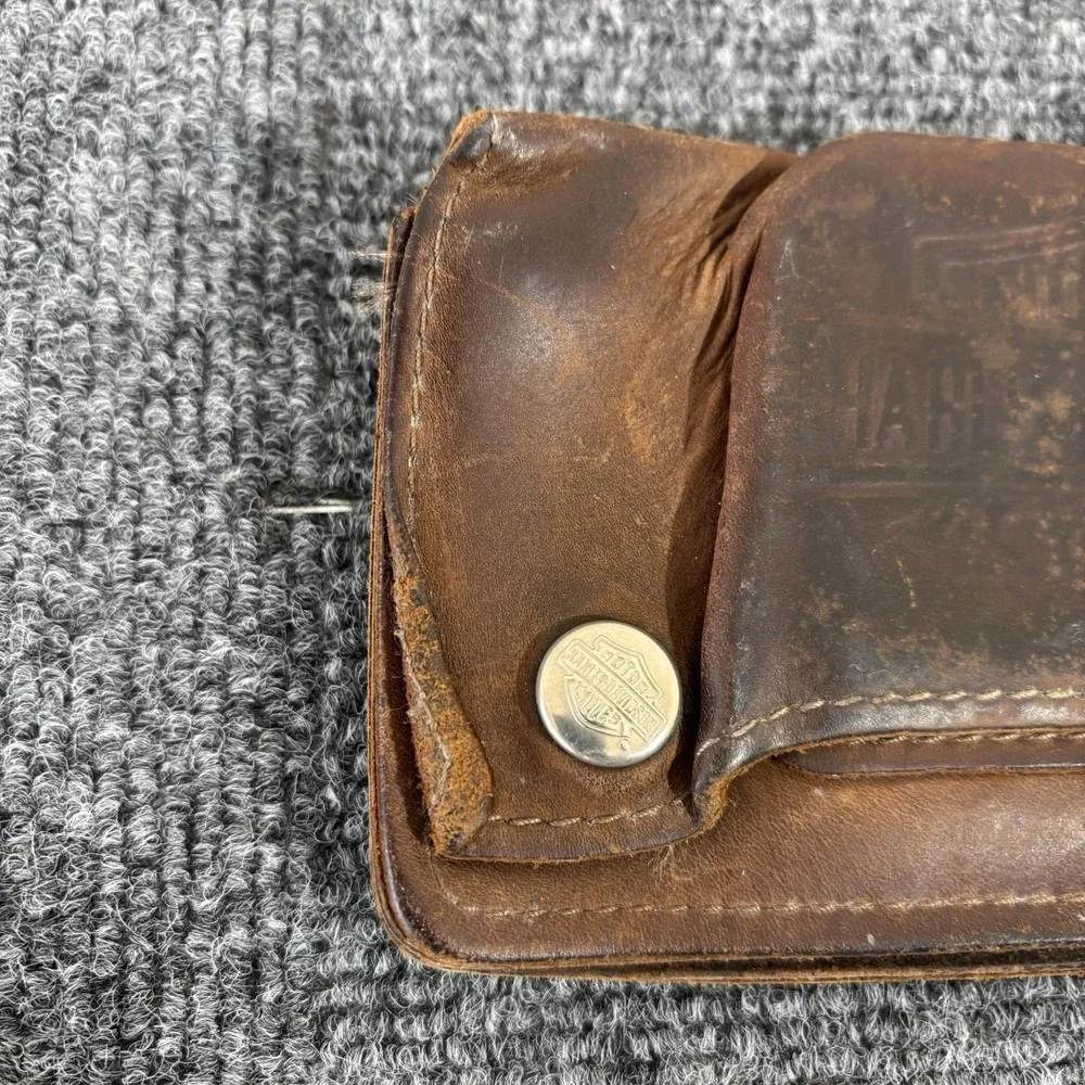 Vintage 90s Harley Davidson Leather Wallet And Willie-G Skull Chain H-D 90s